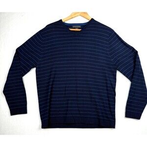 Banana Republic Sweater Crew Neck Merino Wool Blue Striped Men's‎ L